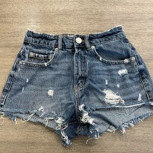 Garage Blue Distressed Jean Shorts